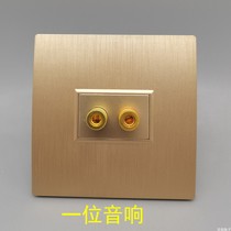Pull gold Type 86 one audio socket panel double head two 2 hole gold speaker 5 1 surround audio banana head