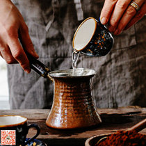 Spot Turkish original handmade copper thickened coffee pot hot milk cooking teapot wooden handle hot hand punch pot