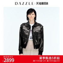 DAZZLE to Su spring sheepskin leather black biker jacket leather women 2C4L4051A
