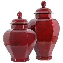 Modern Chinese style Chinese red kiln glaze extra large ceramic jar general altar villa exhibition hall furnishings
