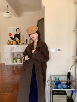 autumn Jun autum Korean loose medium long woolen coat female winter thin knee brown wool coat