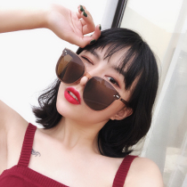 Large frame sunglasses female round frame square sunglasses female Korean version of the tide net red retro ins polarized brown glasses Harajuku