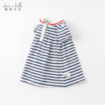 David Bella childrens clothing girl dress 2021 summer baby baby cotton skirt childrens foreign style navy
