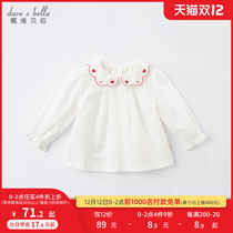 David Bella Girls Shirt 2021 Autumn New Childrens Wear Female Baby White Shirt Childrens Casual Top