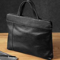 New Korean version of Hand bag mens leather horizontal bag plant leather leather computer bag retro business briefcase