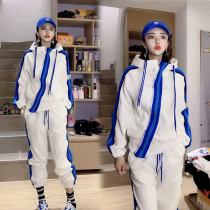 2022 Spring Fall New Tandem Hat Casual Sportswear Suit Woman Skew Zip Loose Sweatshirt Jacket Bungill Pants
