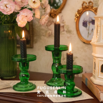 South Korea Ins Retro Personality small crowdsourced green glass candle holders Home Cebu Soft Decorative Pendulum to shoot props