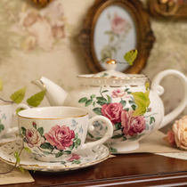 Vintage forest European French elegant gold rose ceramic afternoon tea set Fruit flowers Black tea Coffee cup saucer pot