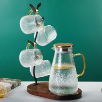 Heat Resistant Glass Kettle Cold Kettle Foam Teapot High Temperature Resistant Large Capacity Hammer Print Gold Cover Home Hospitality Water Tool Suit
