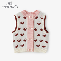 English Autumn Winter New Pint Baby Knit Vest Baby to flap waistcoat No sleeves casual jacket YRWHJ31220A