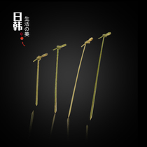 Disposable fruit stick Fruit fork Fancy bamboo stick Green leather knotted stick 100 9 18cm snack sign decorative sign