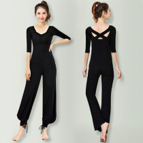 Large size yoga suit female modal autumn winter sports gym fat mm loose dance body practice suit