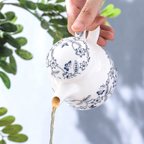 Day Style Wind Kitchen Supplies Sauce VINEGAR BOTTLE RESERVE BOTTLE GREEN FLOWER CERAMIC SAUCE BOTTLE CREATIVE OIL JUG VINEGAR JUG VINEGAR POT SEASONING POT