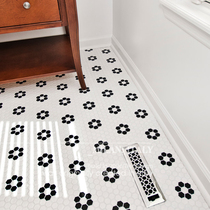 Romantic French tea white black mosaic floor tiles hexagonal tiles Nordic shops ins toilet tiles wall tiles