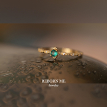 RebornMe 9k gold inlaid Emerald zircon ring Fashion Light luxury design wind couple gift ring female