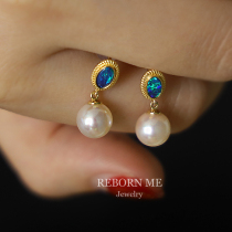 akoya japan natural sea water pearl ins windnets red Australia Euros 18K gold ear nail rebornme