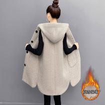 Enlarged size lamb fleece vest women fall winter hooded sleeveless Joker vest long waistcoat