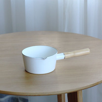 Yuhua stone enamel wood handle instant noodle milk pot instant noodle pot supplementary food pot single handle milk pot
