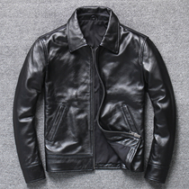Special clearance genuine leather leather mens lapel short section first layer cowhide leather jacket casual simple autumn and winter jacket
