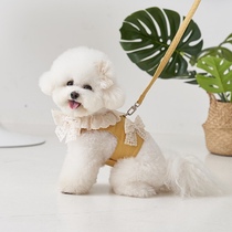Korean Pet Cat Dog Lace Butterfly Knot Hollowed-out Lotus Leaf Side Chest Brace Traction Rope Teddy Out of Lace Rope