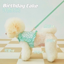 South Korean macarons lace cat breasts with big-dog traction rope lace pegs out for walking dog ropes