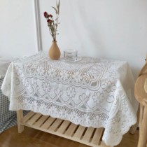 ins style lace tablecloth coffee table cloth hollow lace bedside table cloth decoration background photo props cover cloth