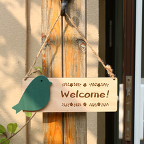 Japanese hipster wooden listing shop welcome to go out phone signboard display double-sided customization