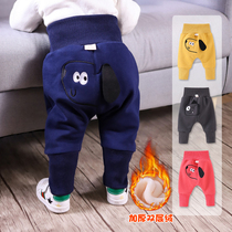 Baby big pp pants new high waist belly pants wear plus velvet thickened autumn and winter womens baby mens cotton pants