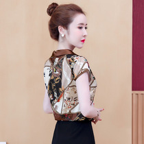  Color chiffon shirt womens short-sleeved 2021 new belly-covering floral top summer western style waist-closing small shirt shirt