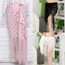 Belly dance practice suit 2021 New set spring summer sexy mesh tassel hip towel dance waist chain towel