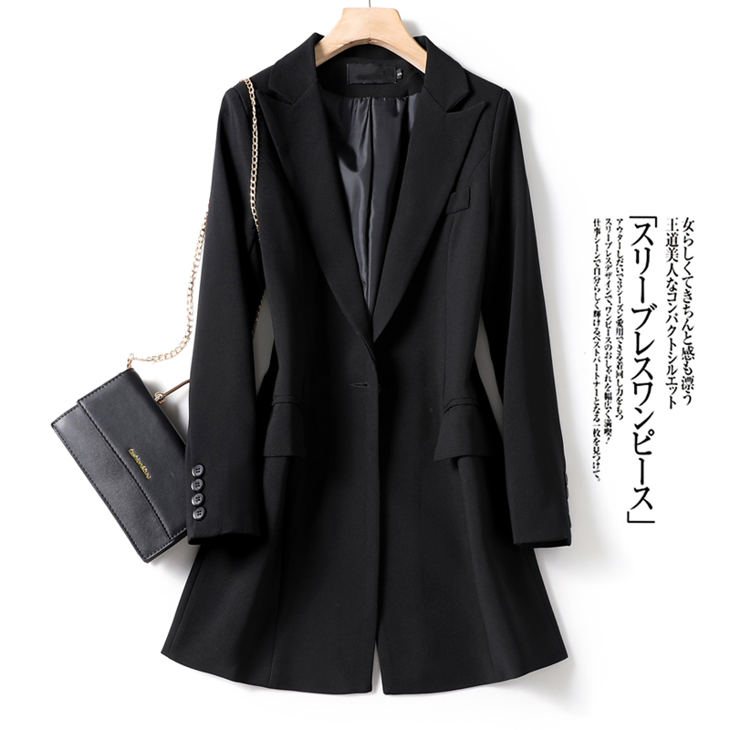 Women's 2023 New Spring and Autumn Korean Version Slim Fit Mid length Popular Black Professional Style Suit Top