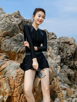 Swimsuit female summer 2021 new fashion belly thin Conservative long sleeve sunscreen professional sports swimsuit