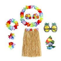 Beach Hawaiian Hula Costume Wedding Best Man spoof masquerade party Seagrass Dance Set Glasses