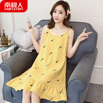 Antarctic sling night dress female summer pure cotton thin sexy cute loose pregnant womens pajamas female 2021 new
