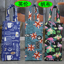 Export floral retro waterproof canvas water bottle bag small hand carry bag baby bottle bag umbrella bag water Cup bag