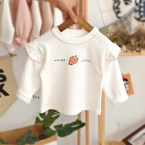 Girl T-shirt long sleeve cotton spring and autumn 2021 new foreign style childrens clothes baby coat Net red baby base shirt
