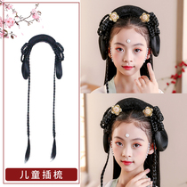 Childrens costume wig girl cute daily versatile wig band one-piece handbag party novice simple hair bag