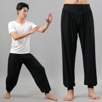 Mens loose black dance dress Latin dance modern dance sweater men martial arts training pants lamps and round collar