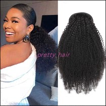 8-20 Afro Kinky Curl Human Hair Ponytail Clips in for Women