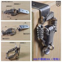 068 Stainless Steel 304 Bend Hook Right Angle Double Spring Buckle Wooden Box Industrial Kit Catch Duckbill Buckle Bee Box