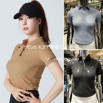 South Korea DESCENTE Disant 21 Summer Golf Clothing Women Lapel Slim Short Sleeve T-shirt
