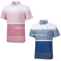 South Korea Munsingwear 21 summer golf suit men lapel stripe breathable short-sleeved T-shirt