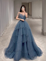 Alice luxury design all over the sky toast bridal party high-end temperament art Test evening dress