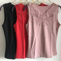 21 autumn Winter Manny Finn 20210453 lace V collar thick cotton wool warm vest with bottom warm clothes
