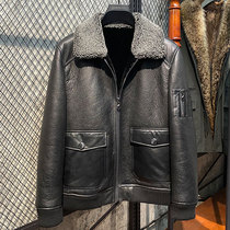 Anti-season Australian wool original ecological fur one-piece mens leather leather lapel shorts winter thickened fur mens clothing