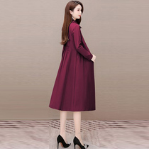 Rose red womens windbreaker high-end spring and autumn clothes 2021 this years popular new medium-length coat coat lady