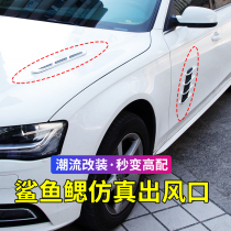 Applicable to Fiat Ling Yafi Yue Doblo car hood change decoration sticker shark gills simulation air outlet