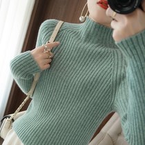2021 winter new Korean version of wool sweater womens solid color semi-turtleneck thickened bottoming shirt thin womens sweater