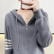 2021 autumn new womens sweater Korean version of loose hooded knitted wool cardigan coat coat hoodie