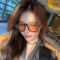 Hong Kongs new retro tea colour sunglasses personality second half frame Glasses net Red Street clapping big frame slim sunglasses